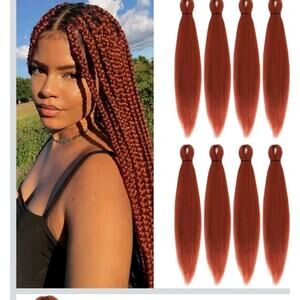 Pre-stretched Braiding Hair - 20 Inch 8 Packs Orange Mid-Length Braiding Hair...